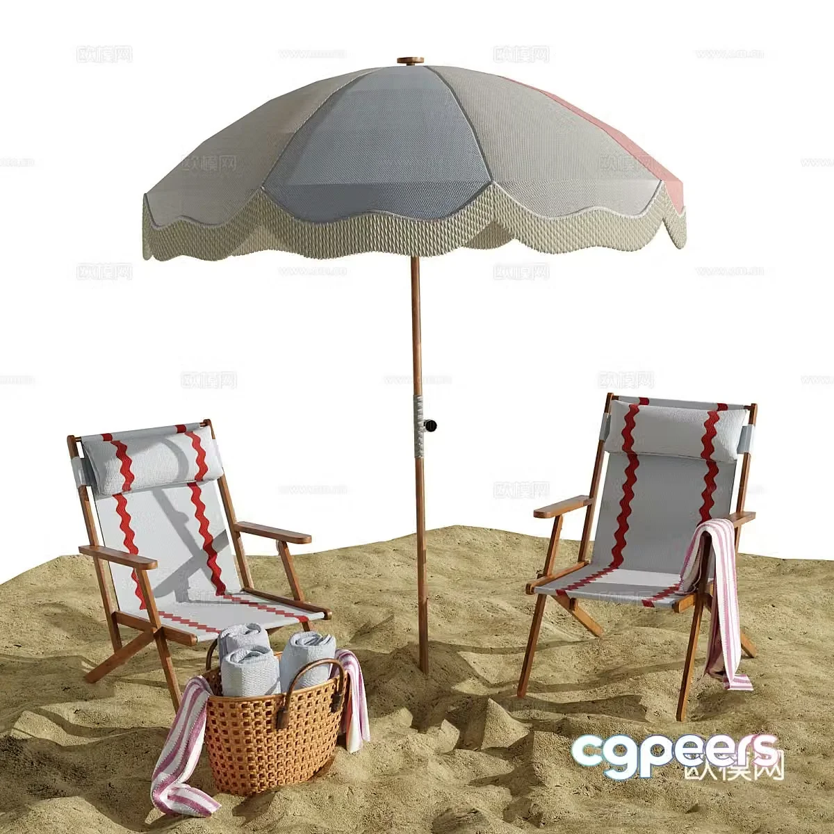 Outdoor chair beach chair leisure chair 3d model