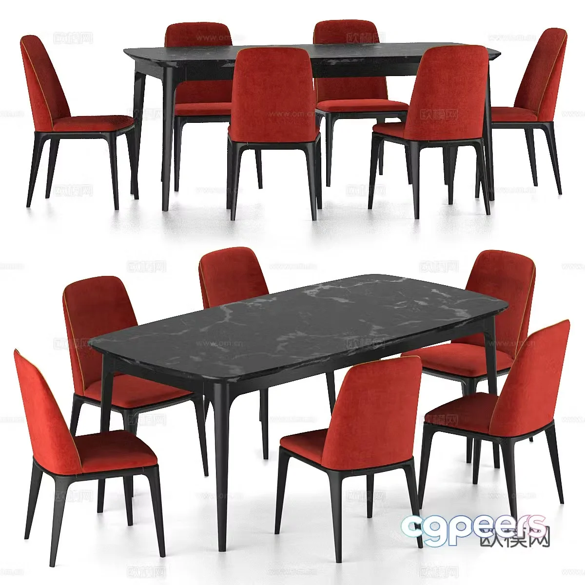Modern Italian dining table and chair 3d model