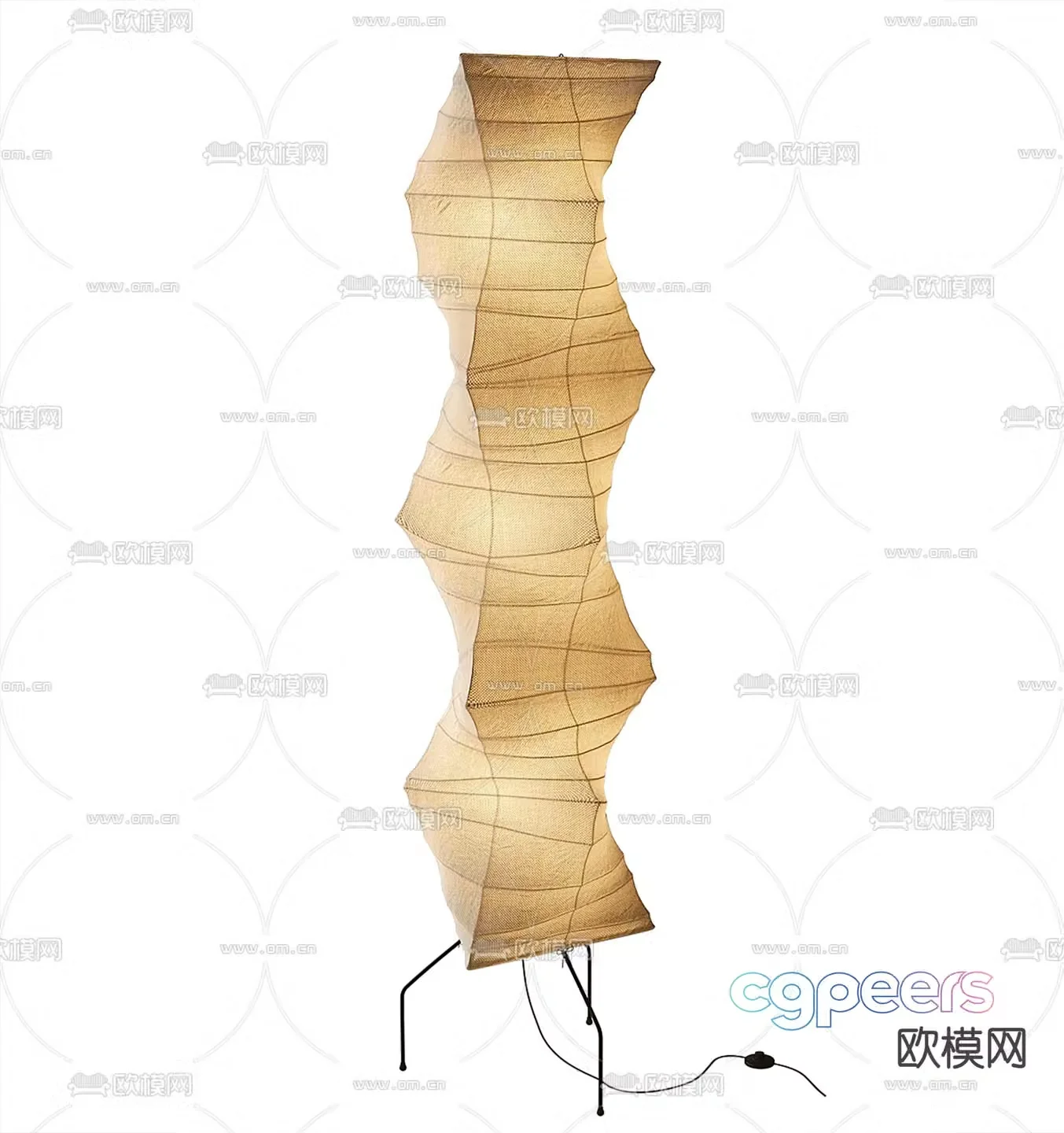 Wabi-Sabi Floor Lamp Paper Tie Floor Lamp 3D Model