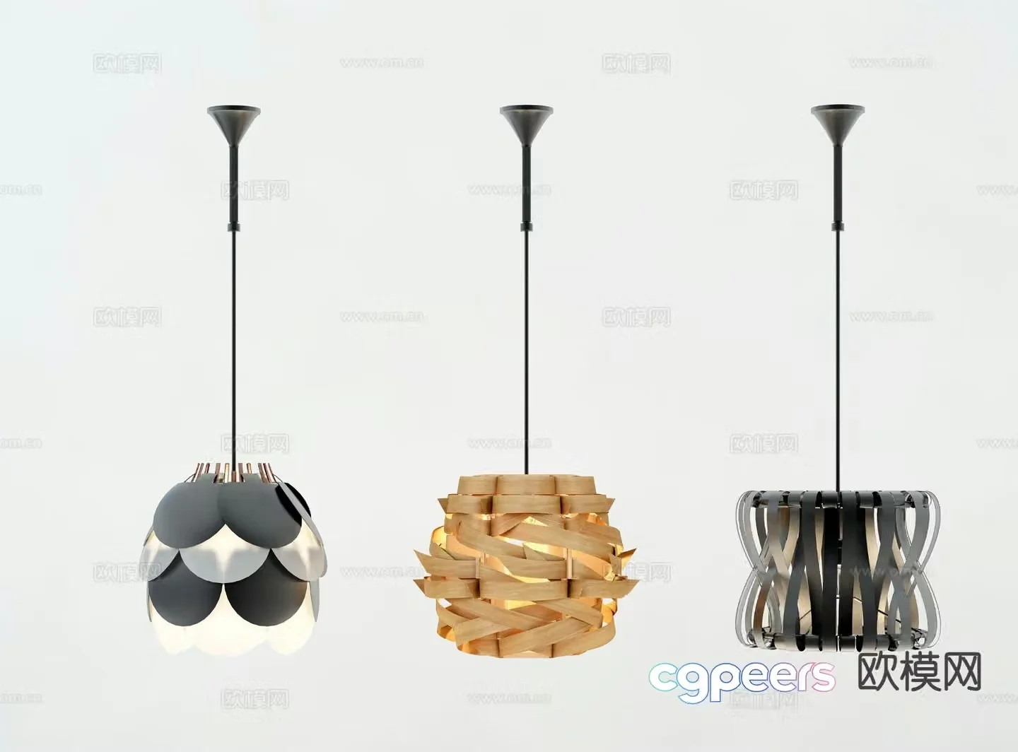 Modern metal chandelier 3d model