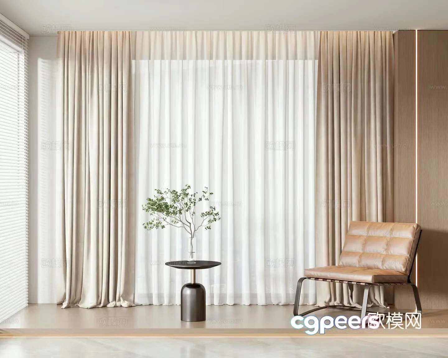 Modern curtain 3d model