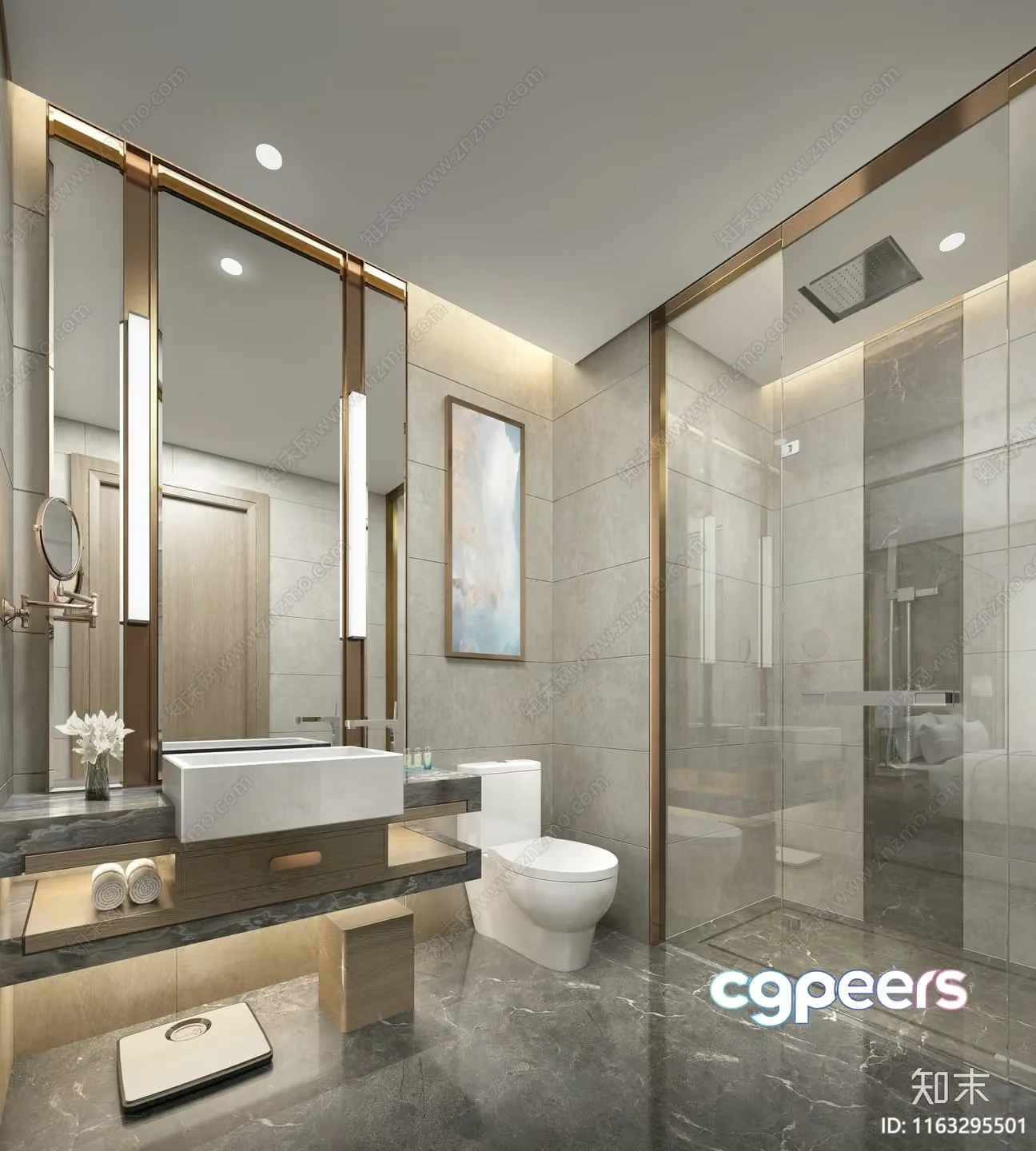 Modern Bathroom 3D Model – 11075 – VRAY Render