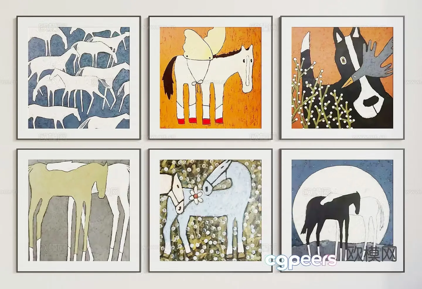 Modern animal hanging painting decorative painting 3D model