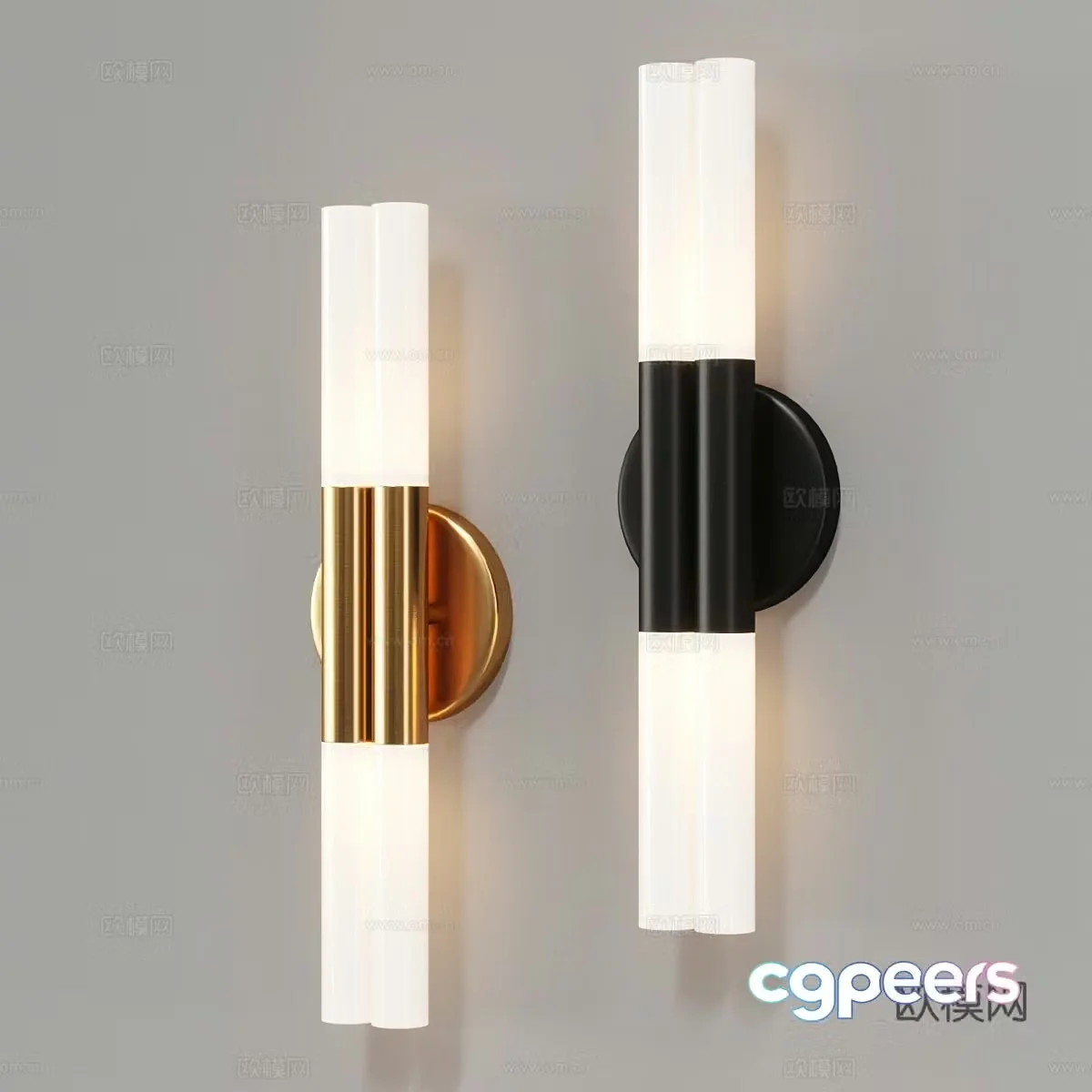 Modern light luxury metal glass decorative wall light 3d model
