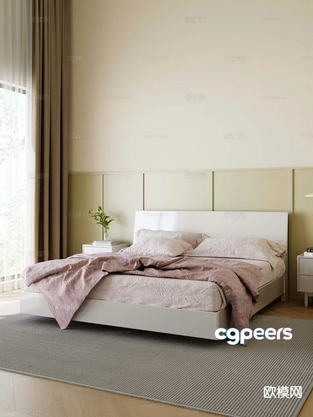 Modern double bed 3d model