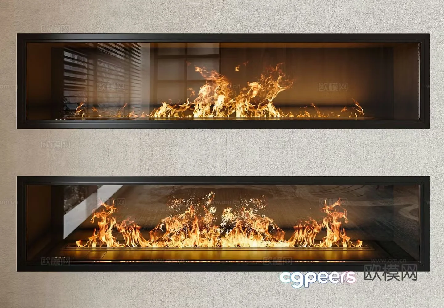 Electronic fireplace Decorative fireplace Gas fireplace Recessed fireplace Fireplace Fireplace Flame 3d model
