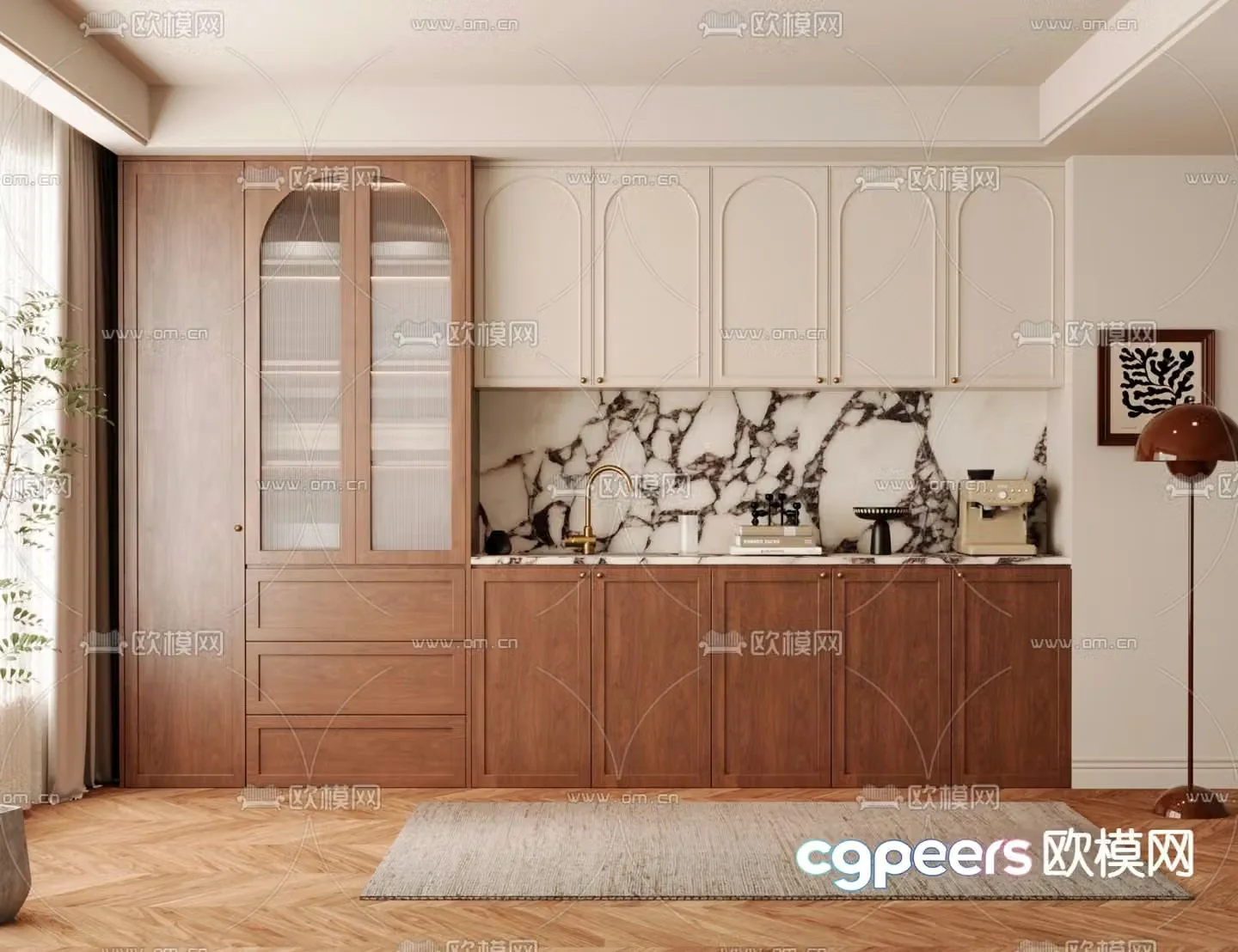 Medieval style wine cabinet and sideboard 3D model