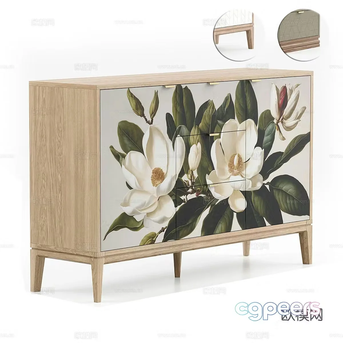 Nordic painted entrance cabinet low cabinet side cabinet 3D model