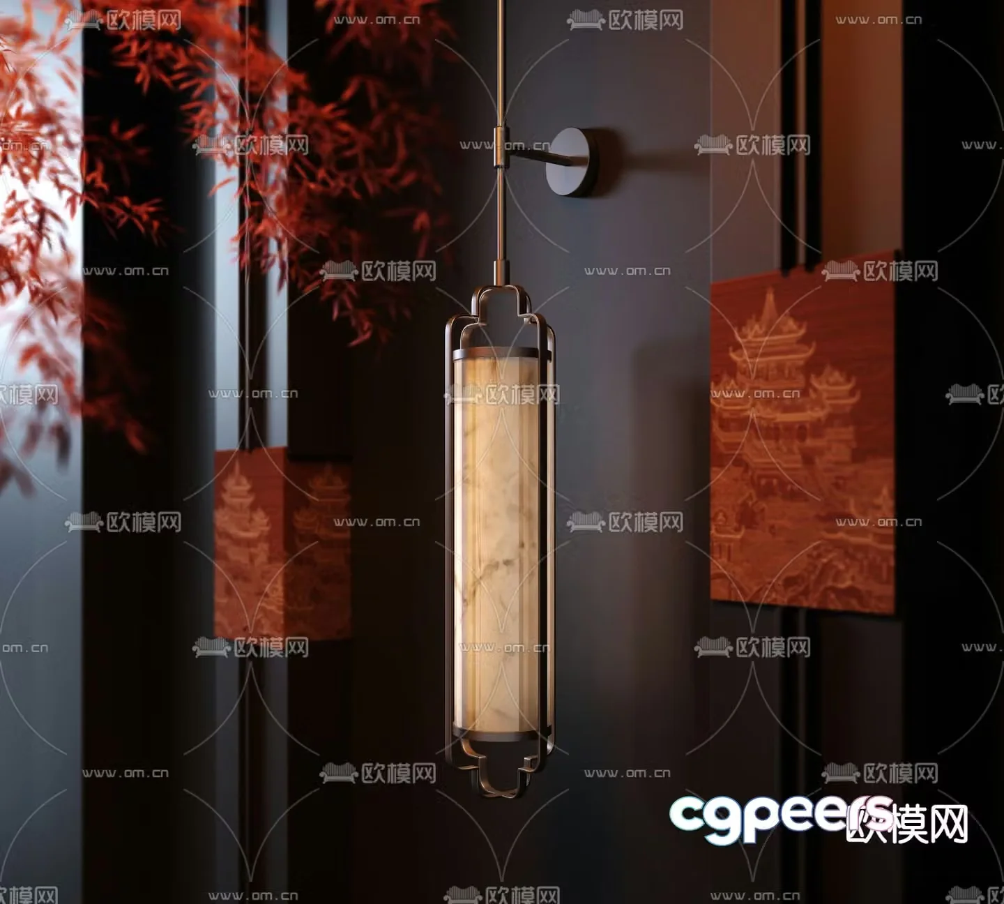 New Chinese style wall lamp marble wall lamp 3d model