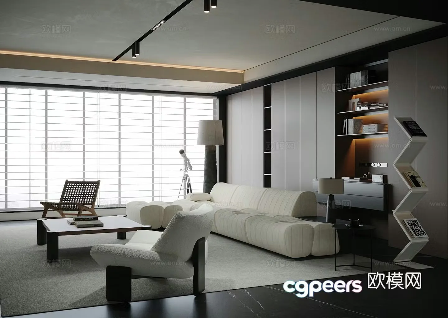 Modern minimalist home living room light luxury Italian living room black and white living room living room without lights sofa 3d model