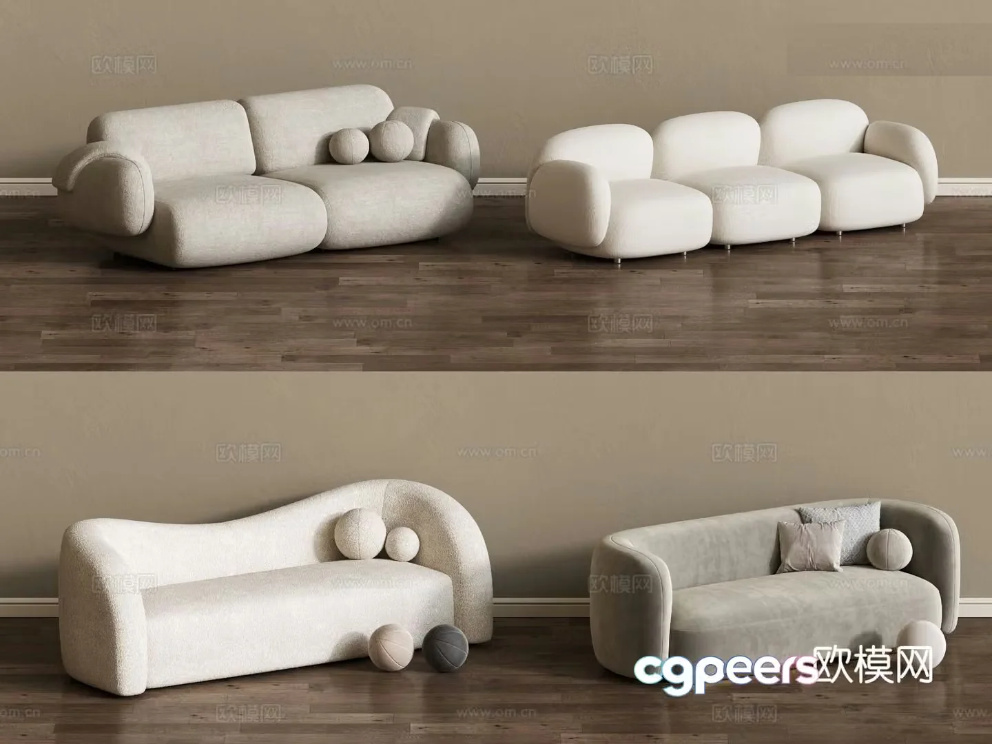 Double sofa upholstered sofa 3d model