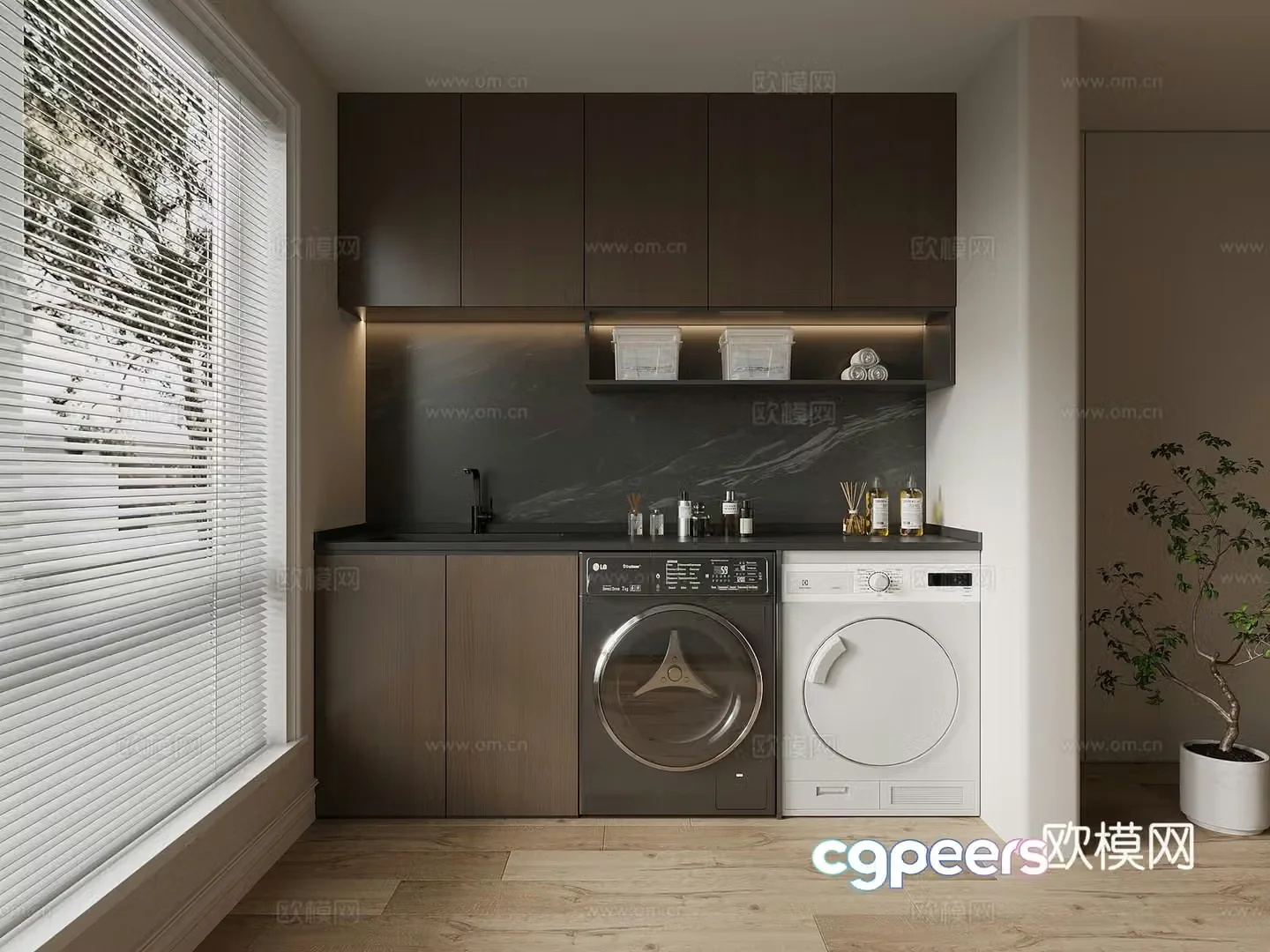 Italian balcony cabinet washing machine cabinet 3d model