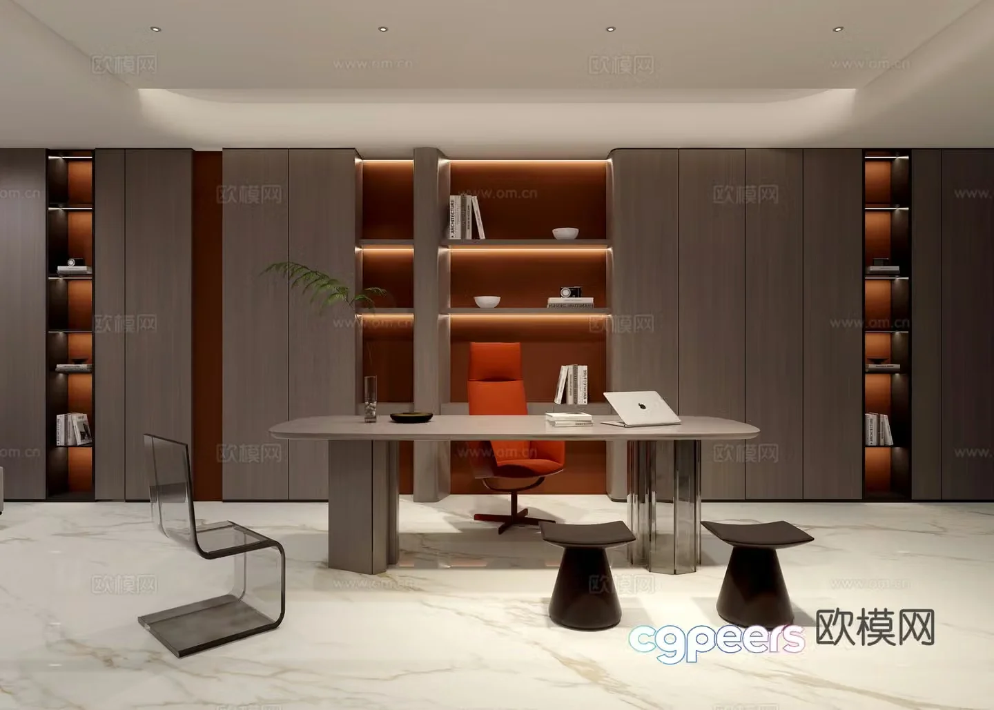 Modern basement study 3d model