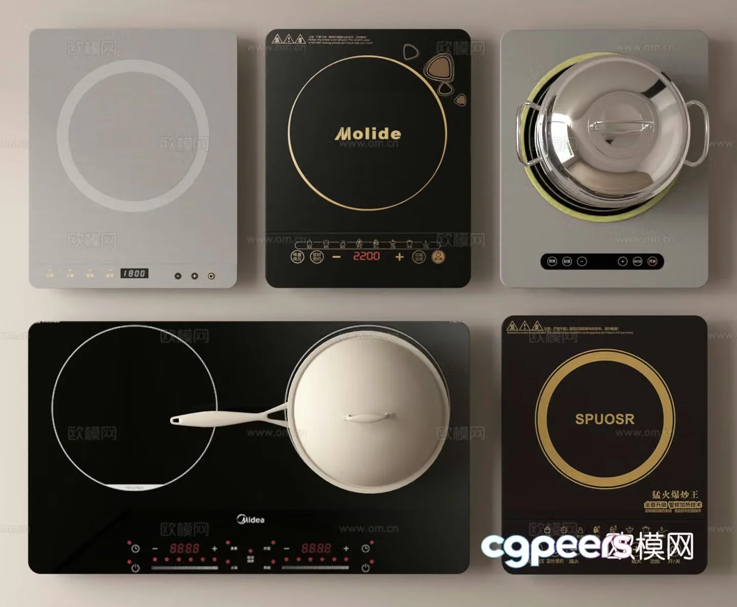 Induction cooker double stove induction cooker 3D model