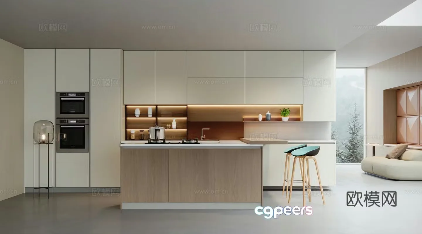 Modern home kitchen 3d model