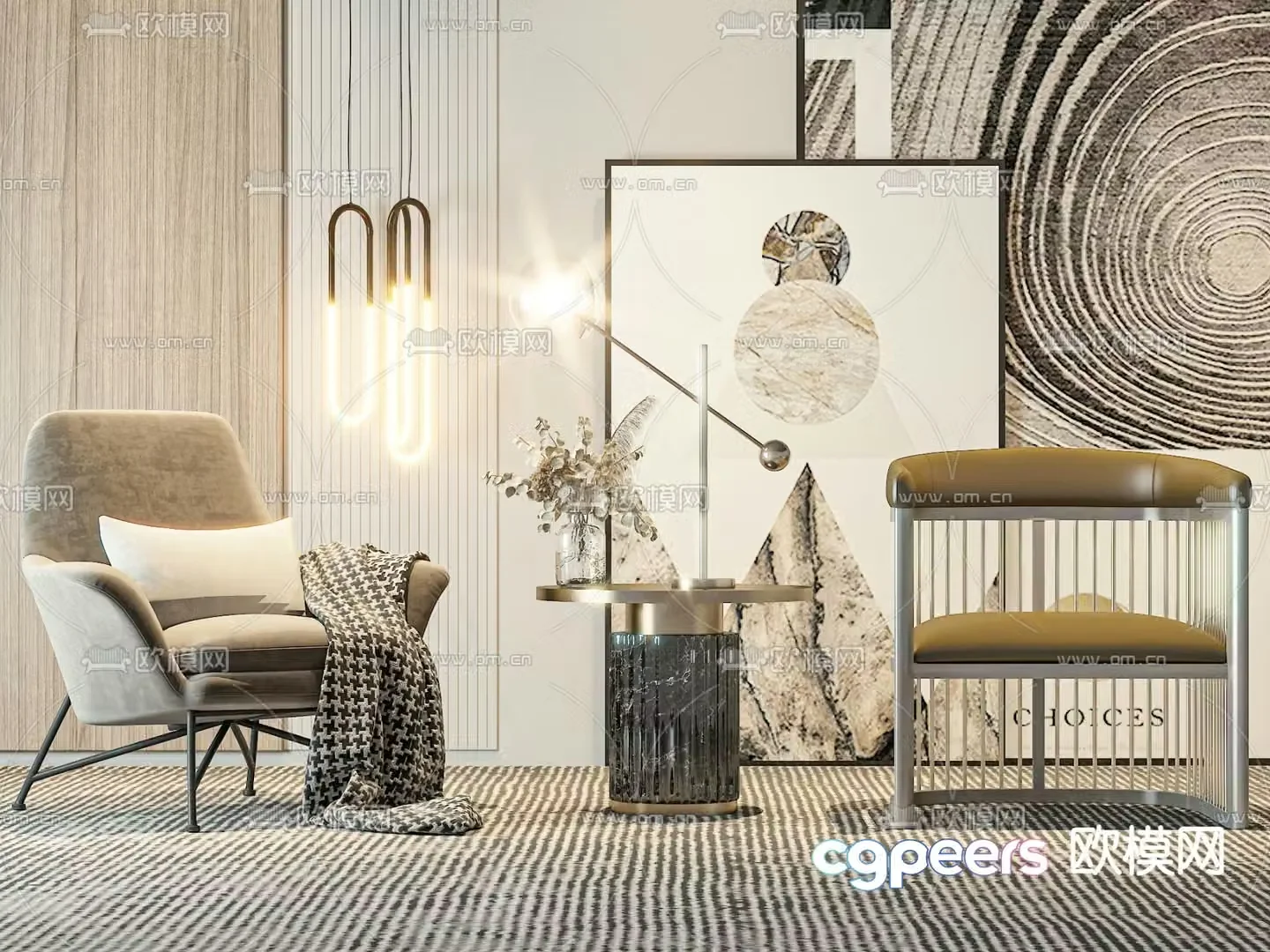 Light luxury sofa chair leisure chair 3d model