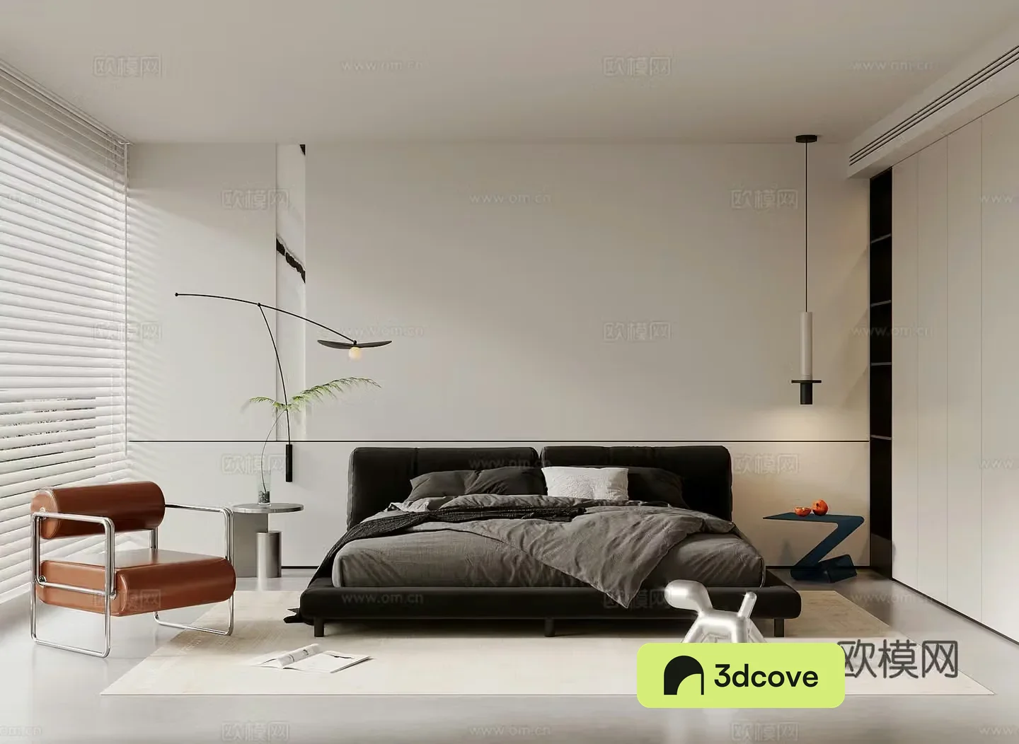 Modern minimalist bedroom master bedroom double bed combination