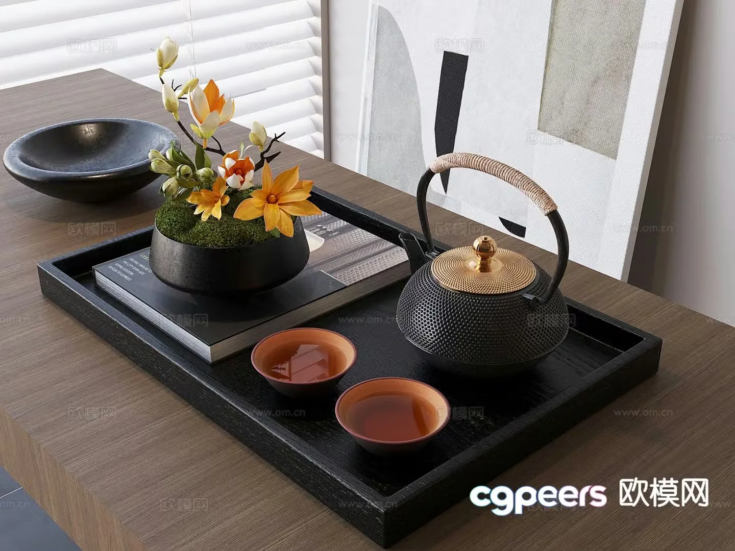 New Chinese tea set teapot teacup tray 3d model
