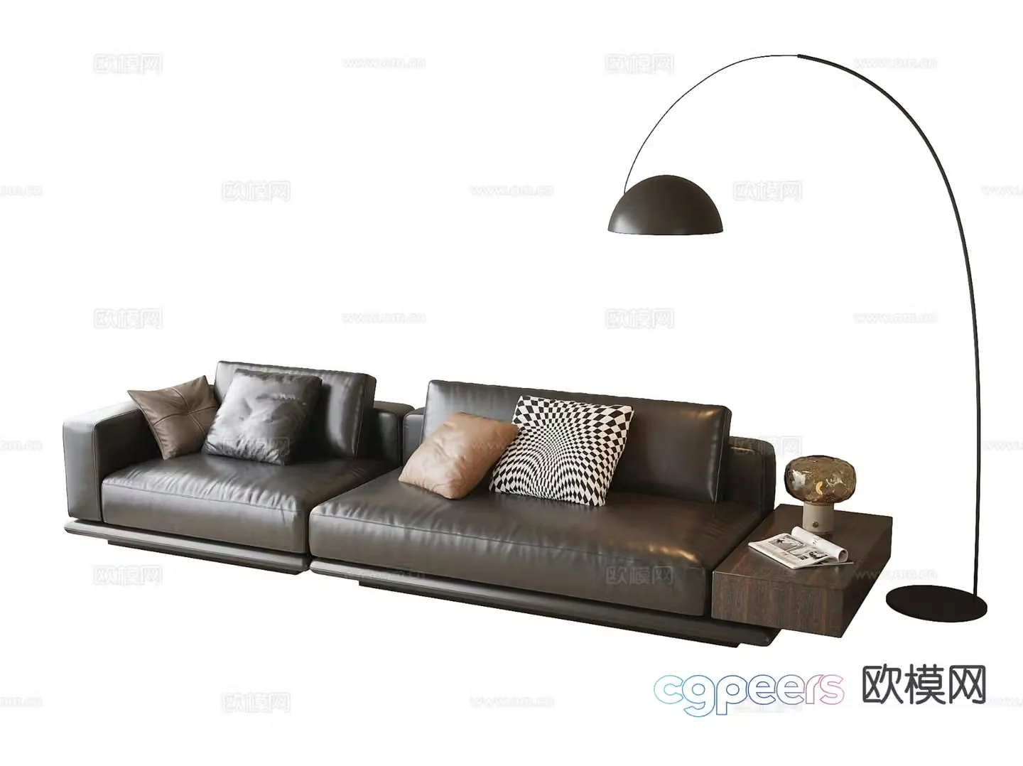 Italian multi-seat sofa leather sofa 3d model