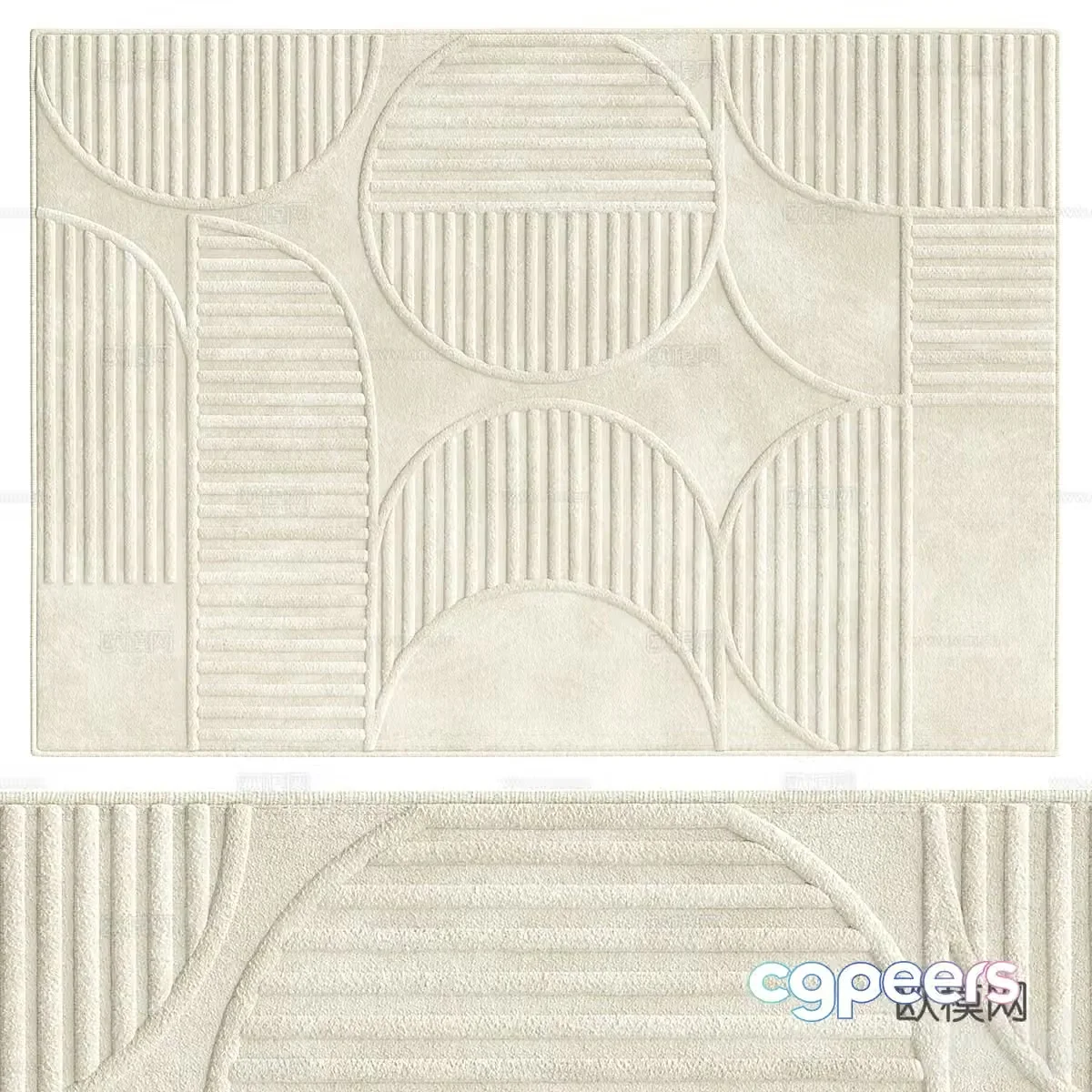 Modern cream style fabric carpet 3d model