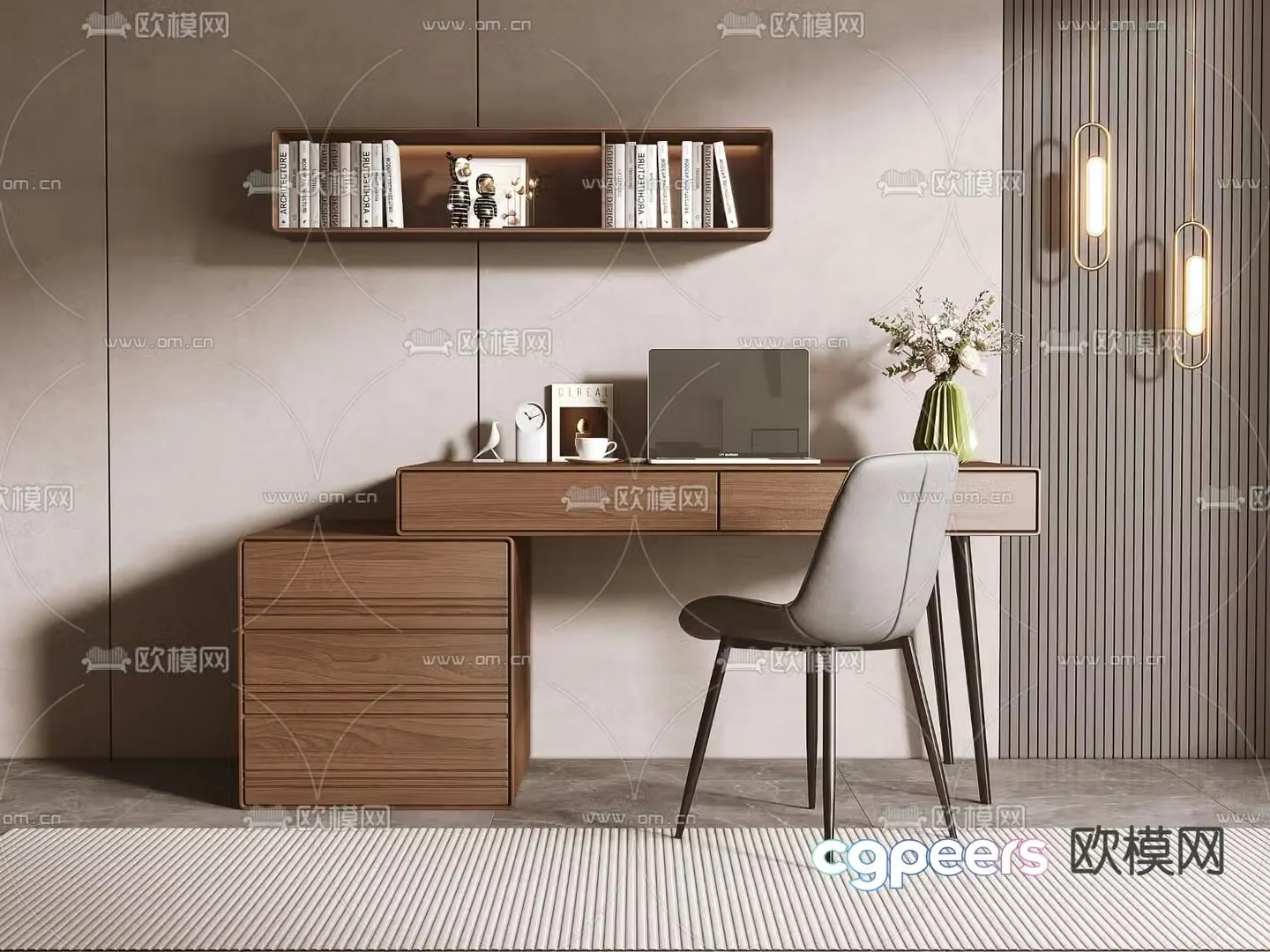 Modern desk writing desk computer desk 3d model