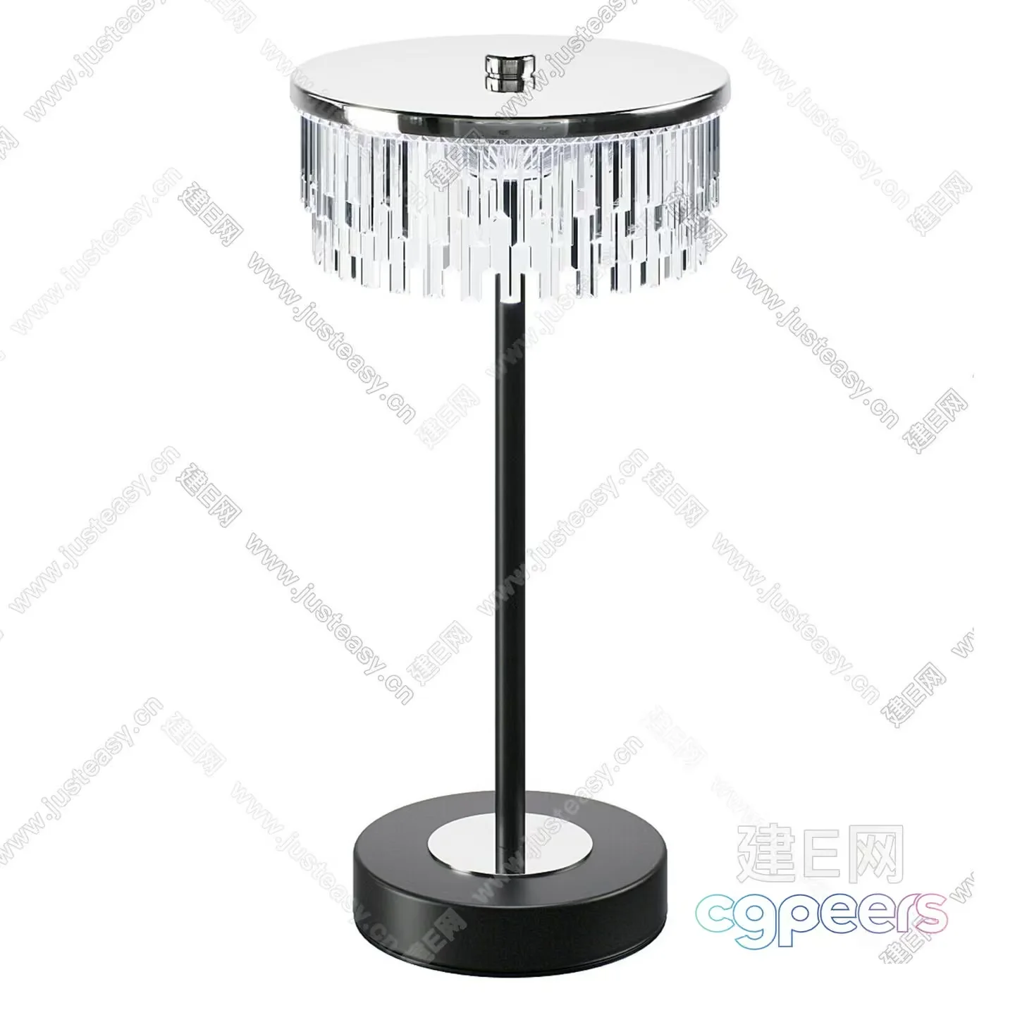 A Table Lamp With A Crystal Shade 3D Model – 10588 – VRAY Render