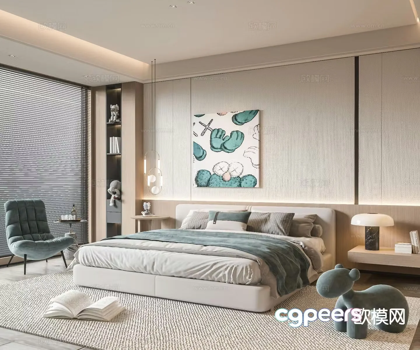 Cream style bedroom master bedroom 3d model