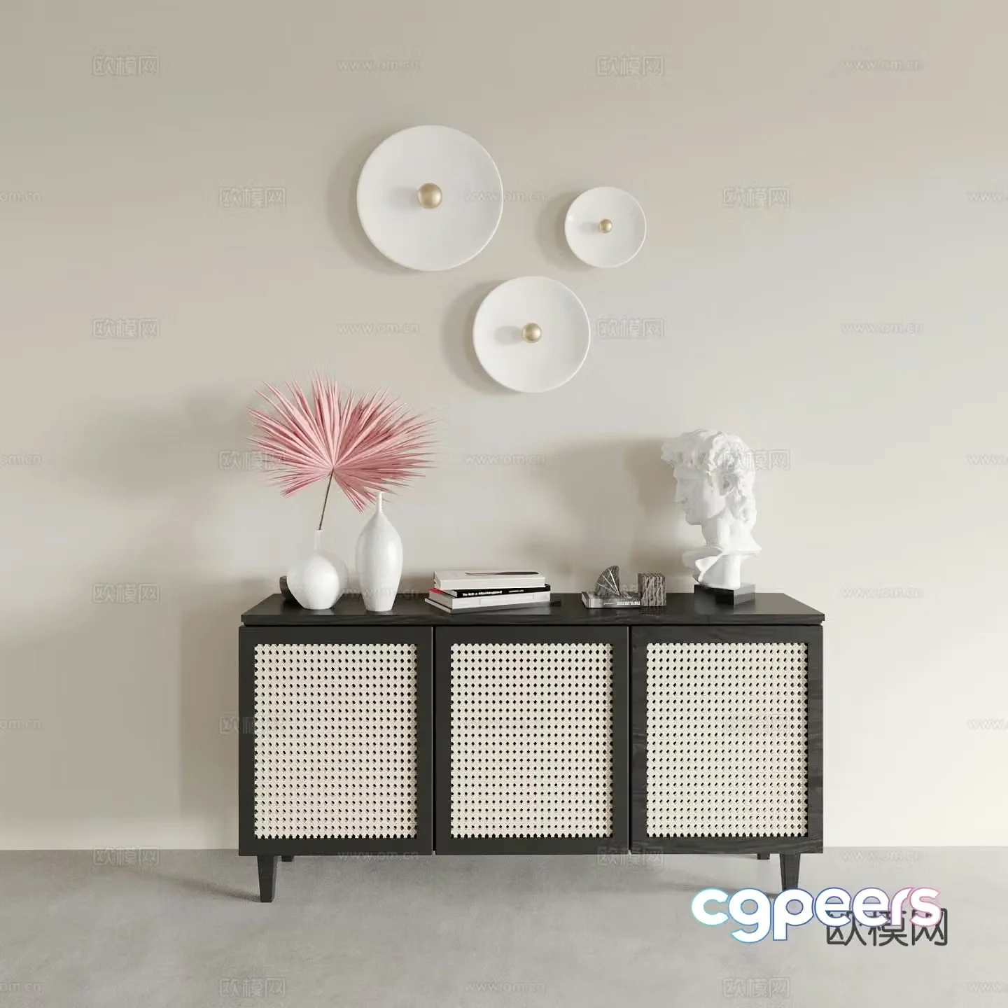 Wabi-sabi entrance cabinet side cabinet 3D model
