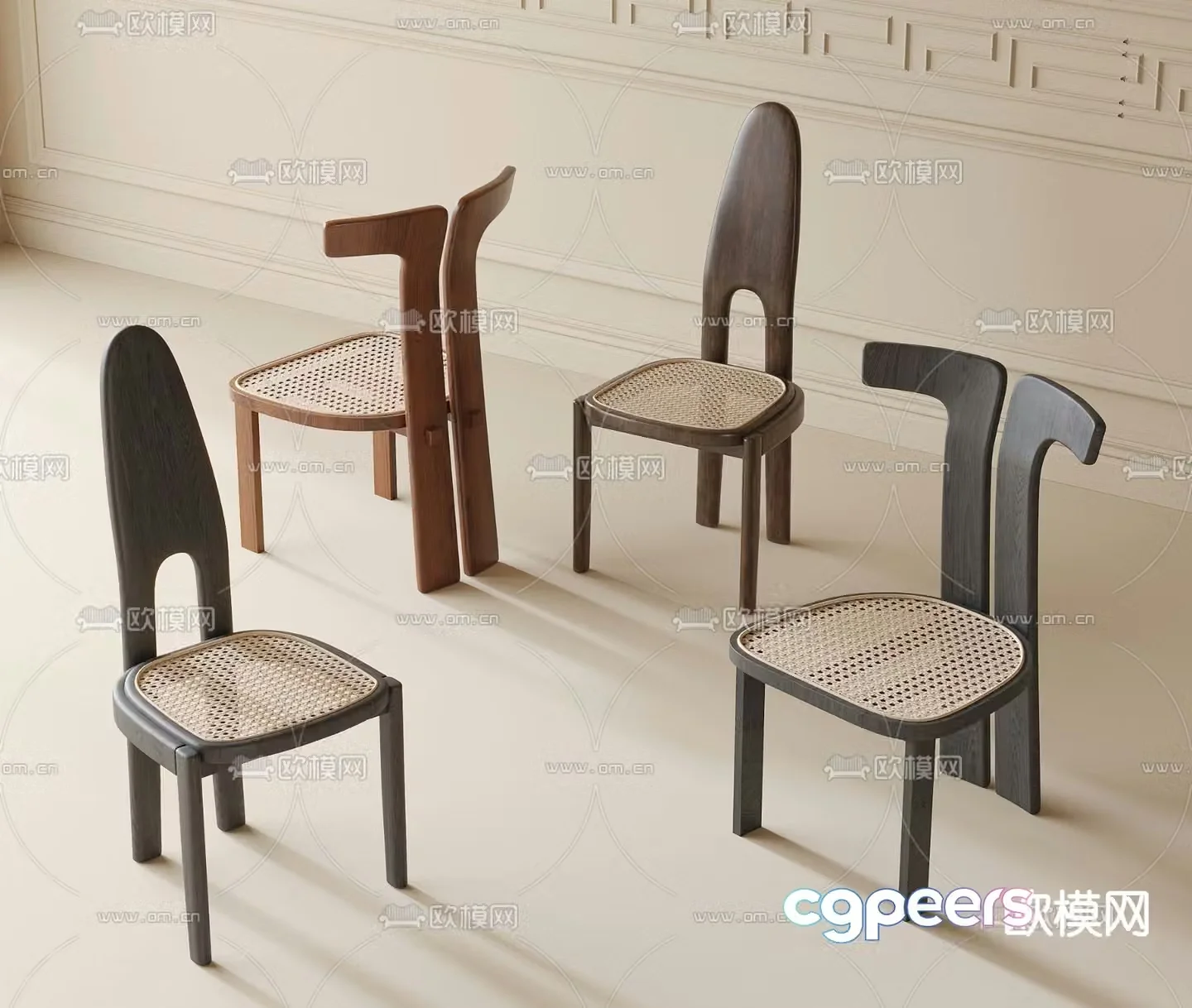 Medieval style dining chair single chair leisure chair 3d model