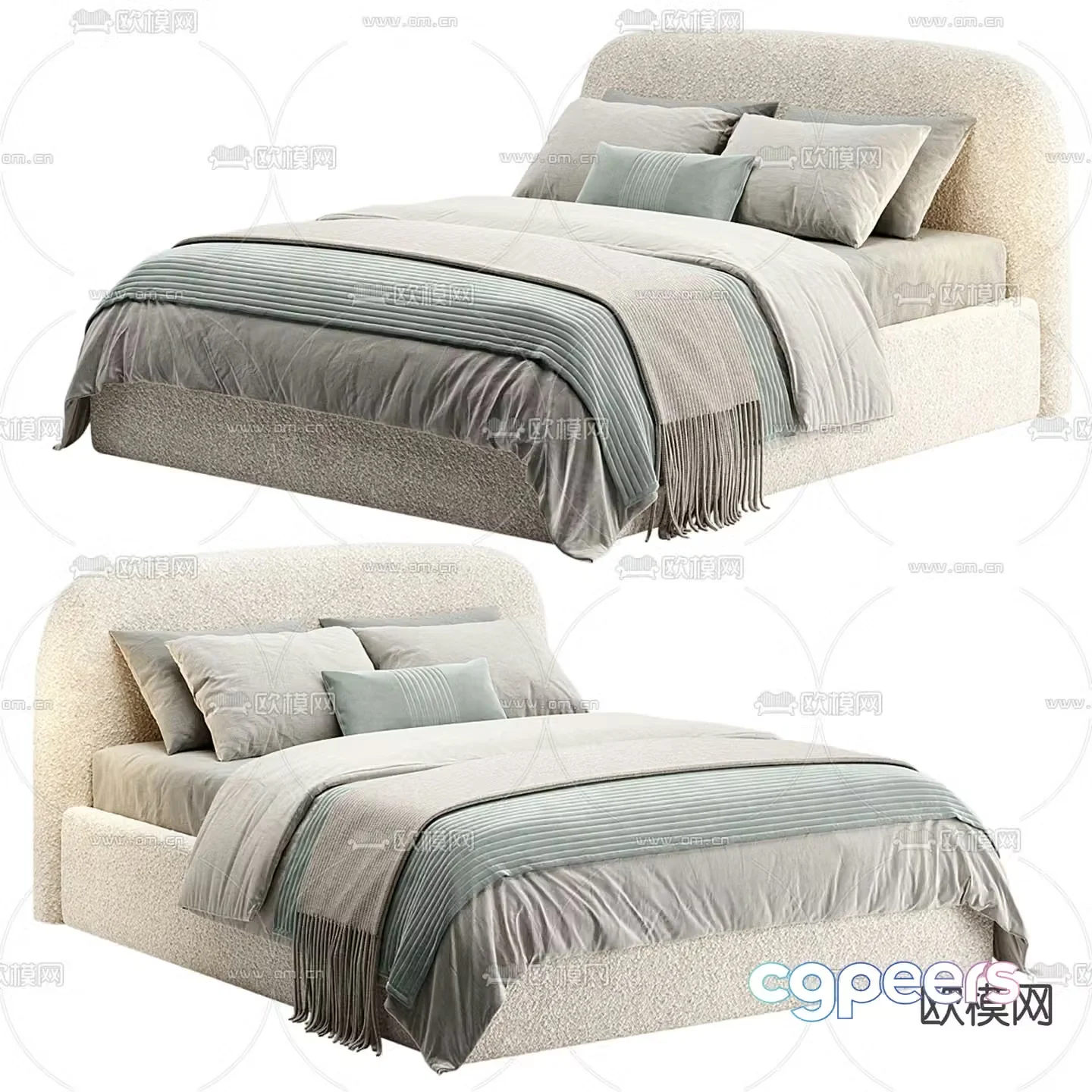 Modern double bed 3d model