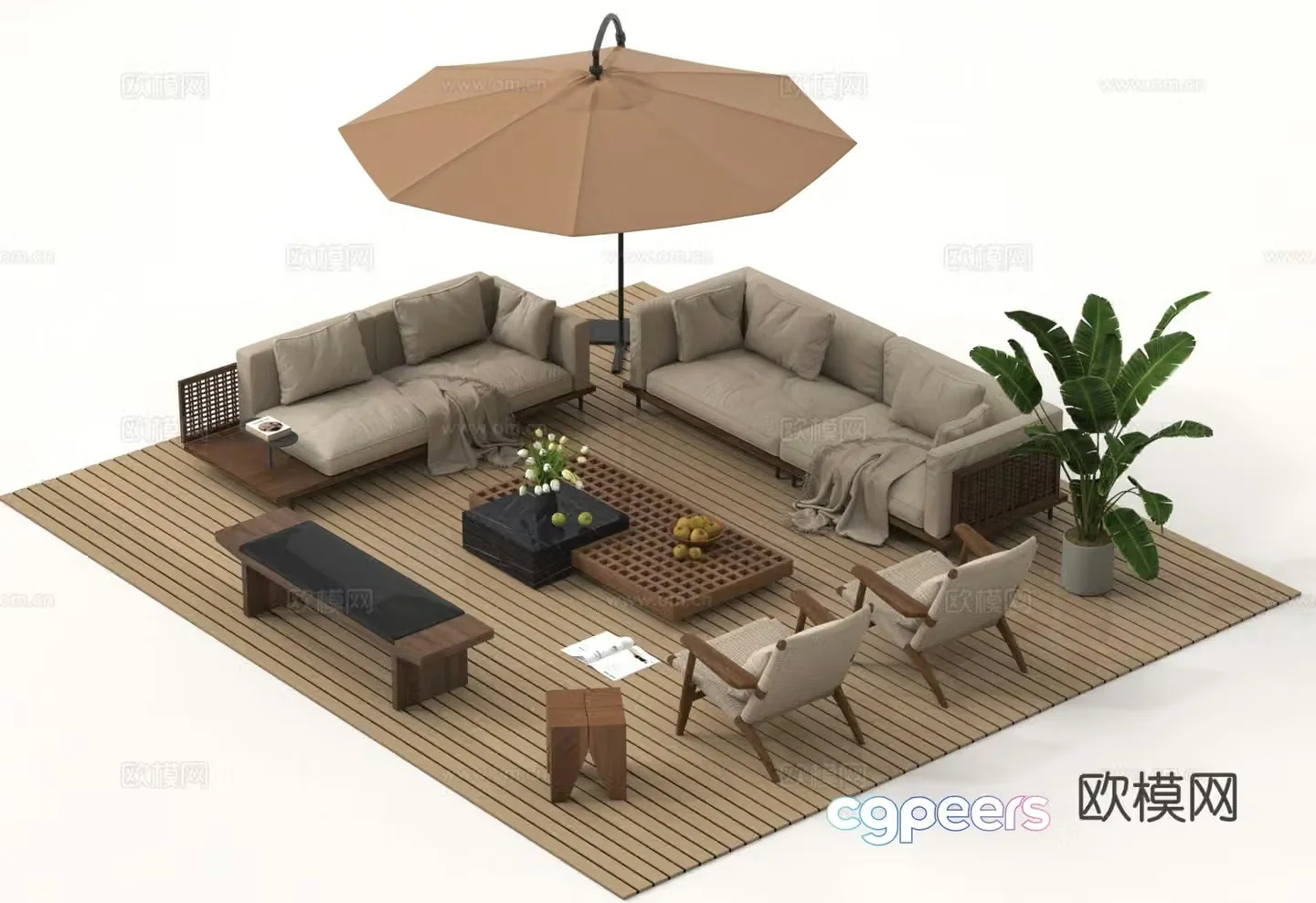 Outdoor sofa modular sofa 3d model