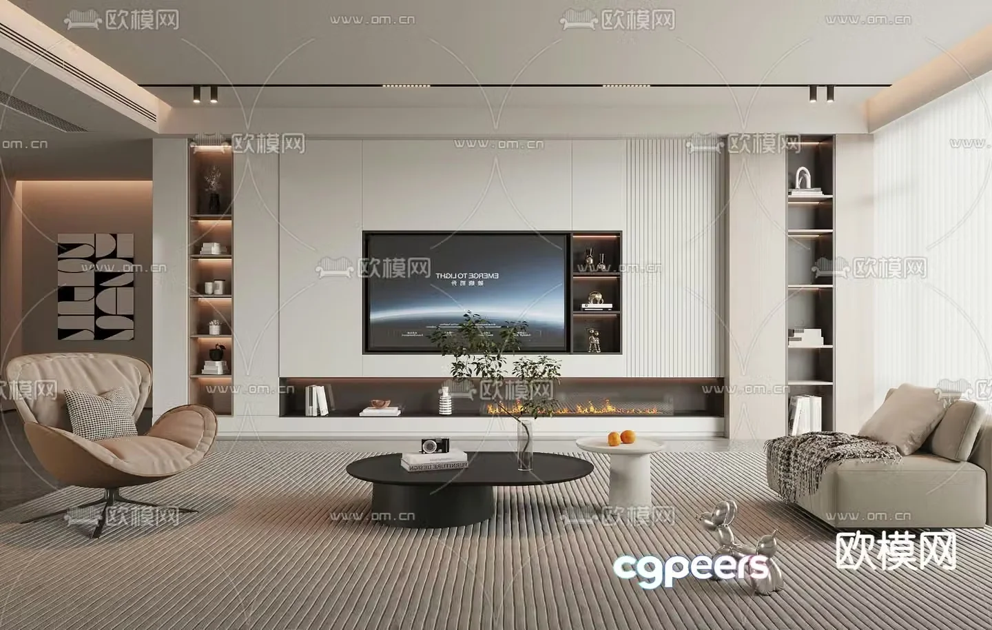 3d model of TV background wall