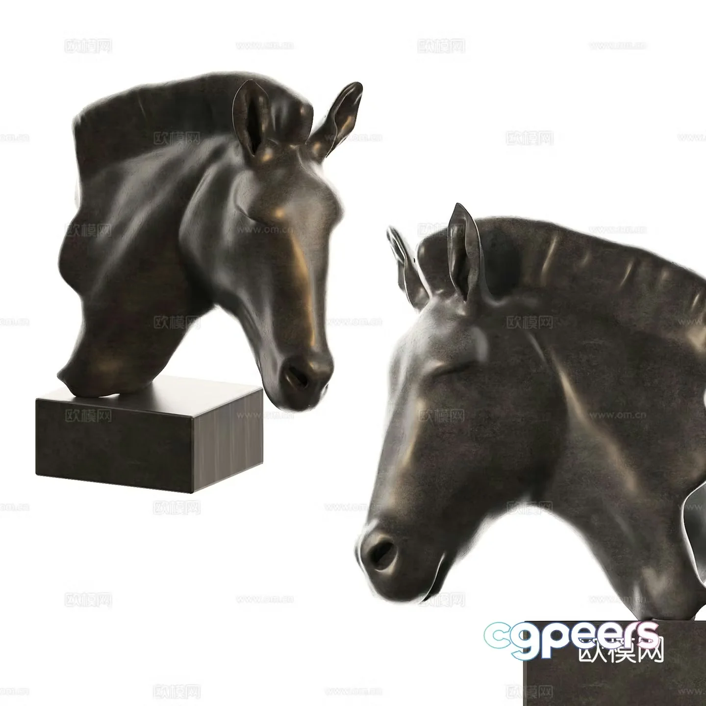 Modern horse head sculpture ornaments 3D model