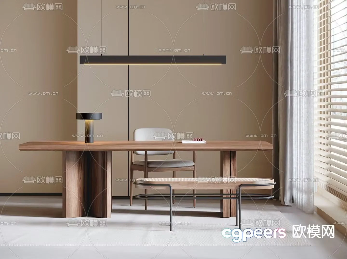 wabi-sabi desk study table writing desk 3d model