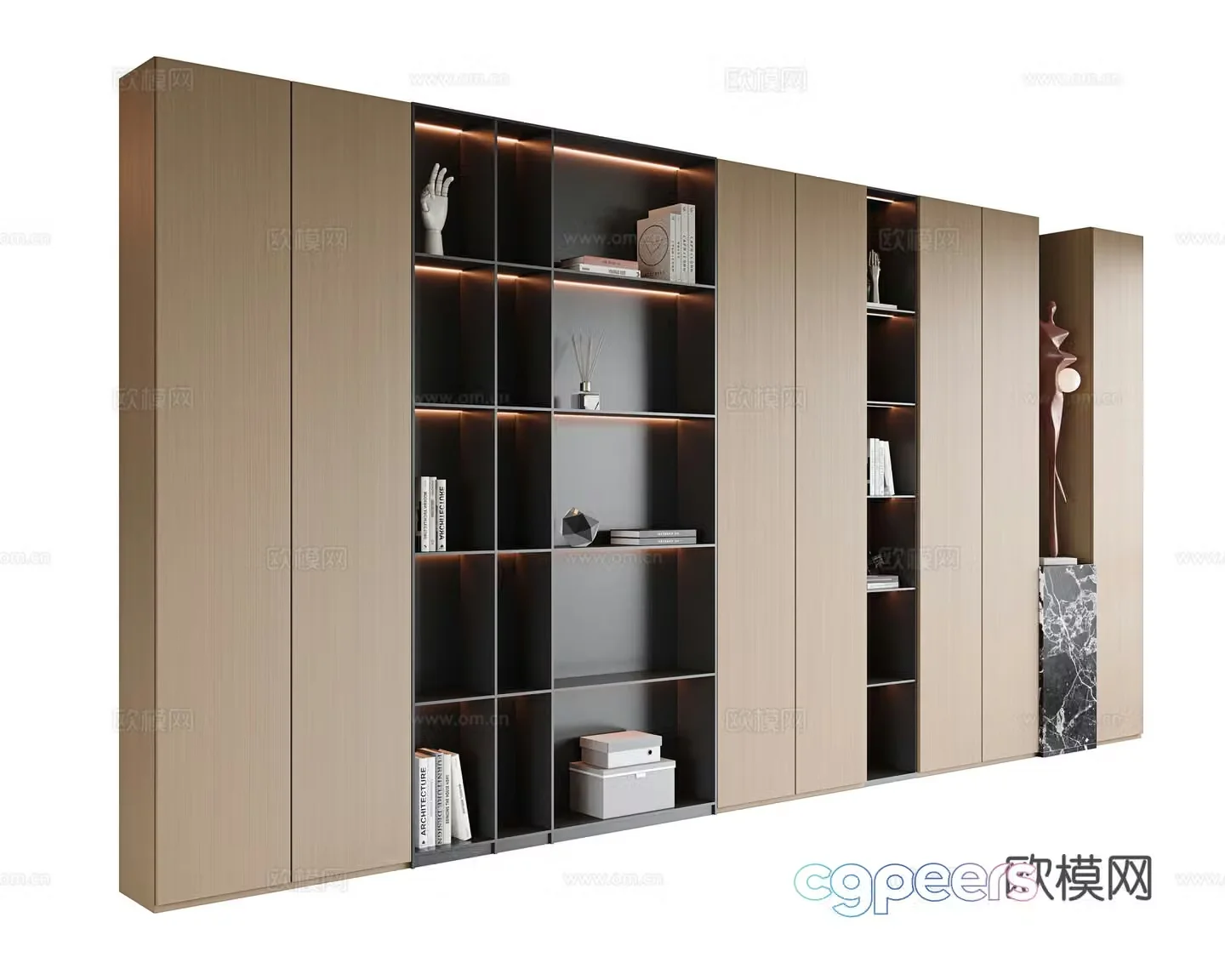Italian modern decorative cabinet bookshelves study bookcase living room decorative cabinet open bookcase 3d model