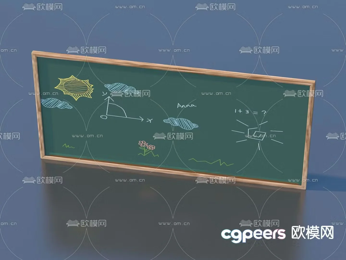 blackboard graffiti wall chalk drawing 3d model