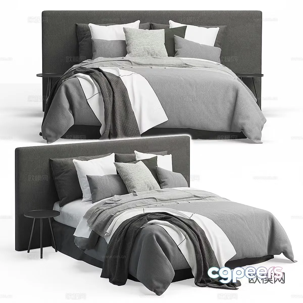Modern double bed 3d model