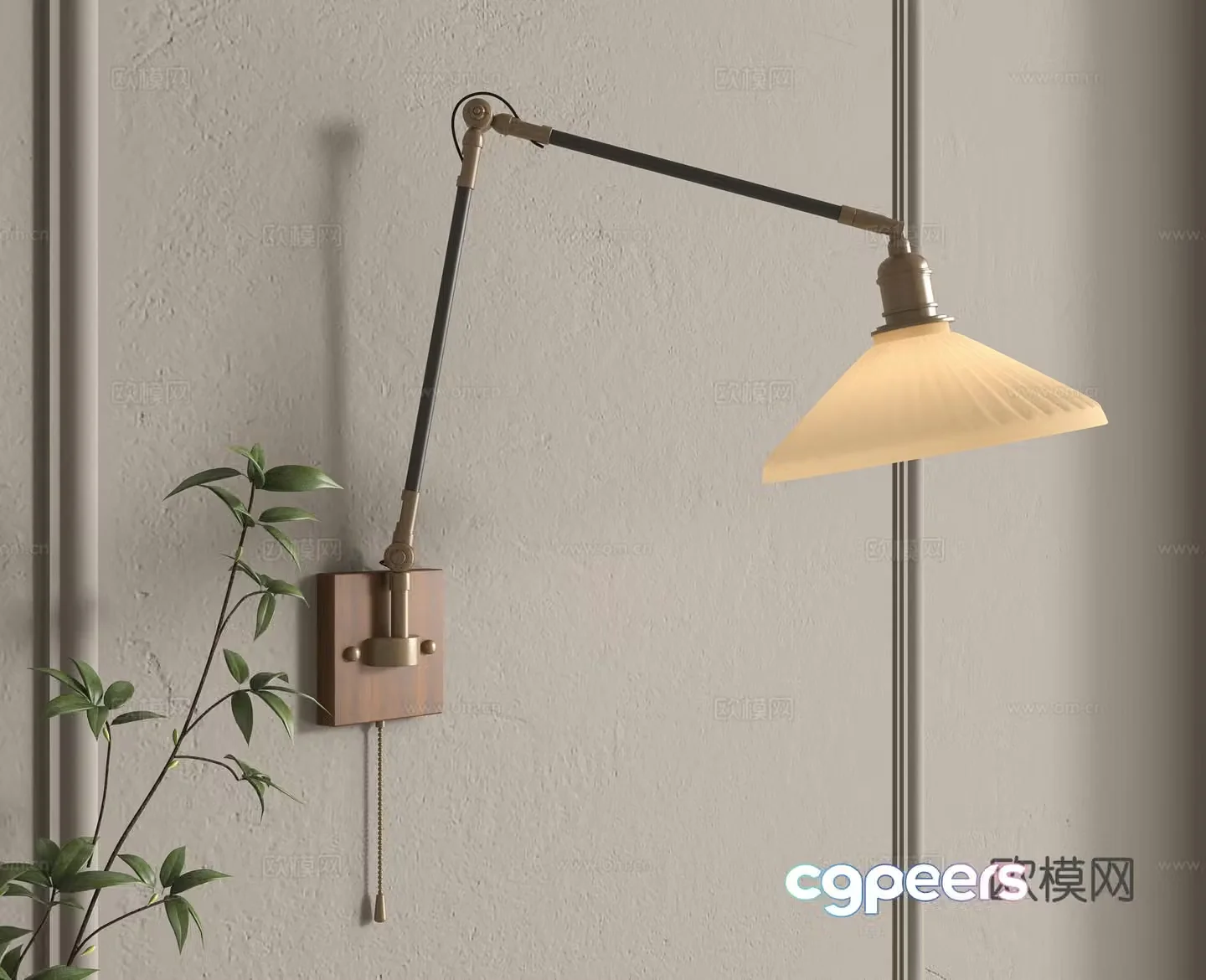 Middle -aged wind wall lamp 3D model