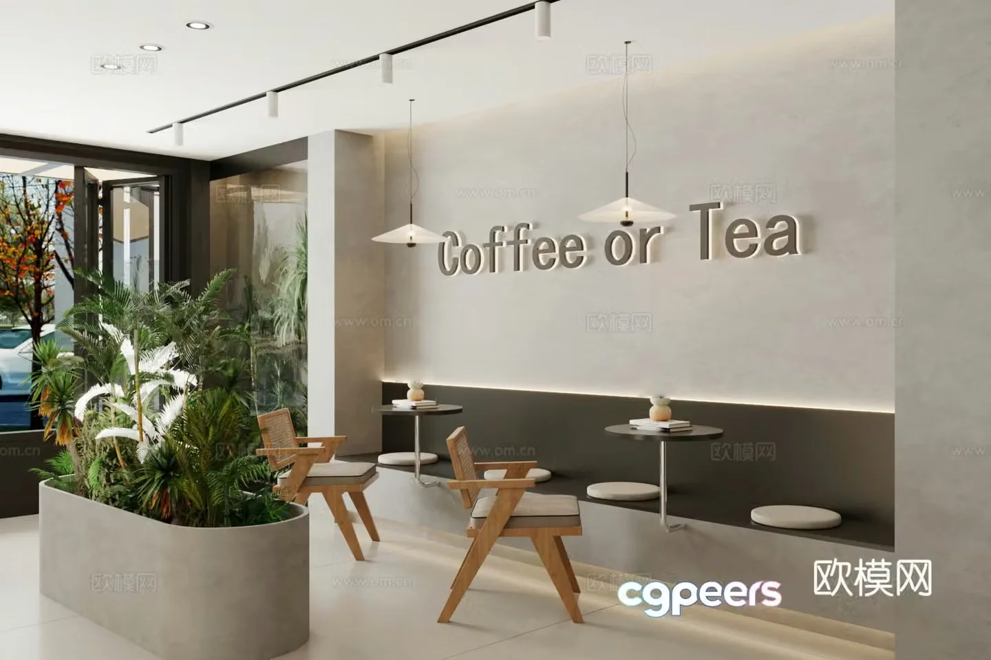Modern milk tea shop card area rest area wall card 3D model