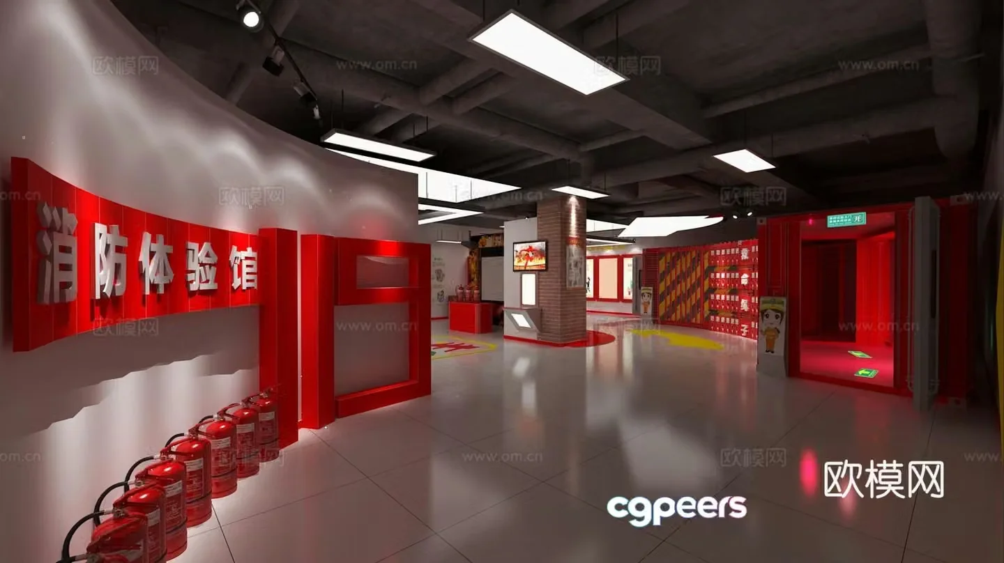 Modern fire protection experience hall 3D model