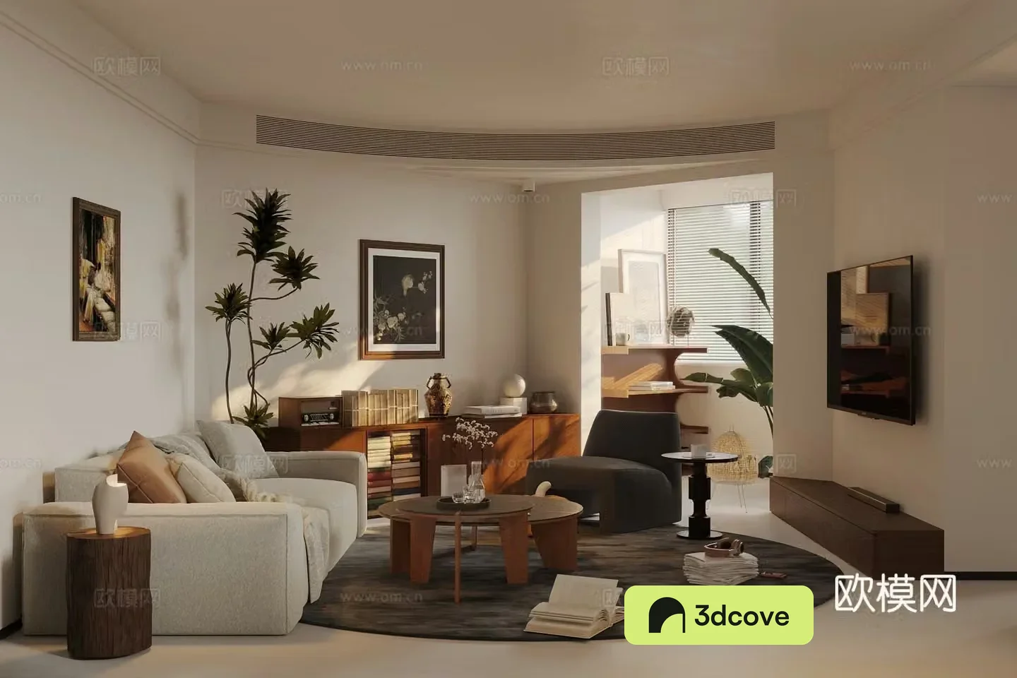 Middle-aged living room 3d model