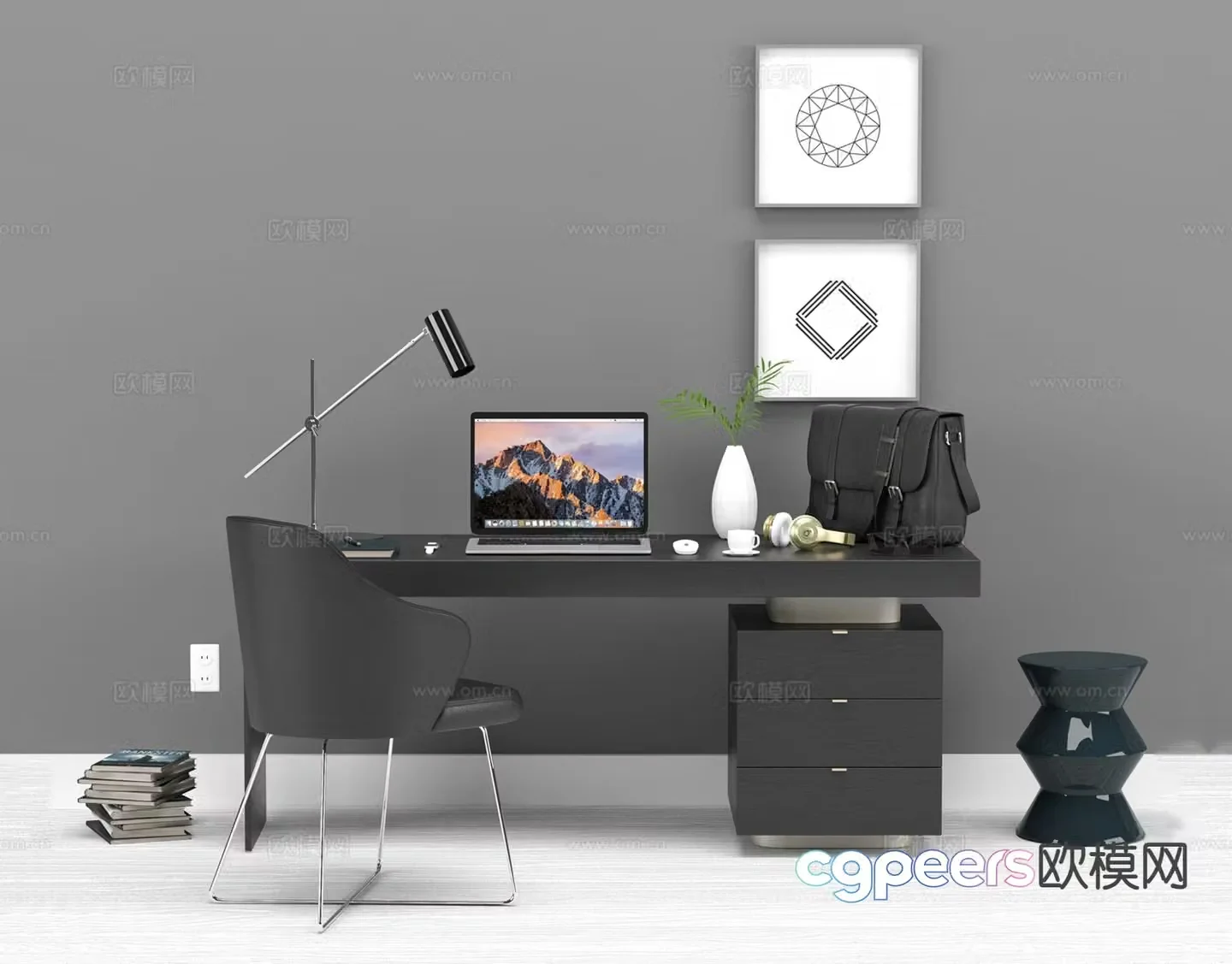 Modern desk and chair study desk and chair 3d model