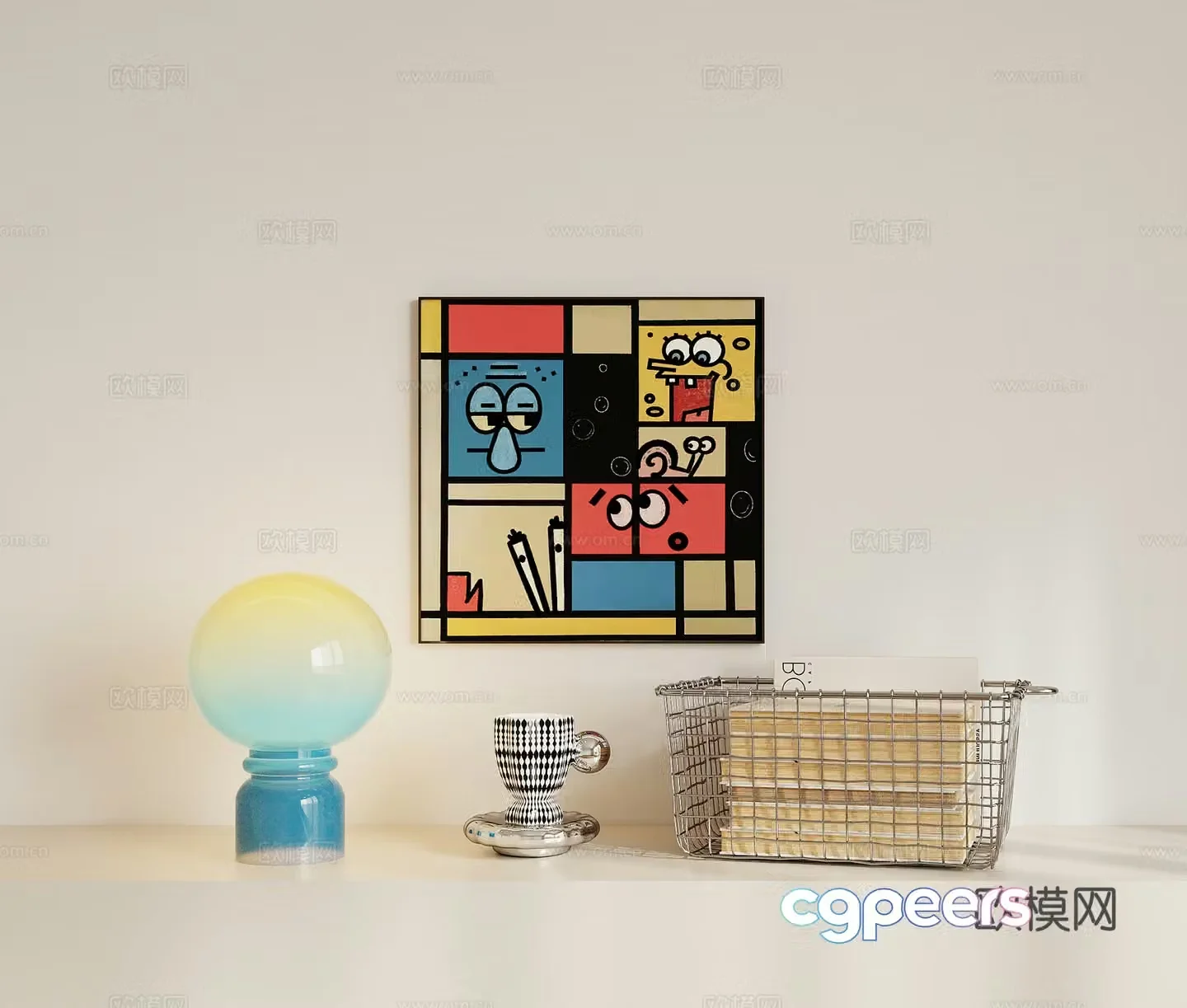 Combination ornament desk lamp hanging painting 3d model