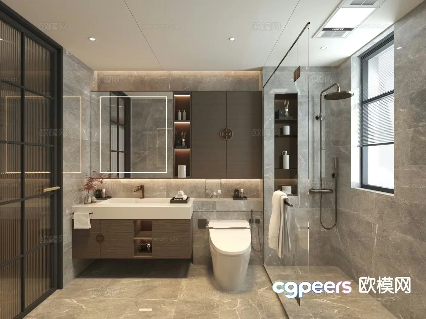 New Chinese style bathroom bathroom 3d model