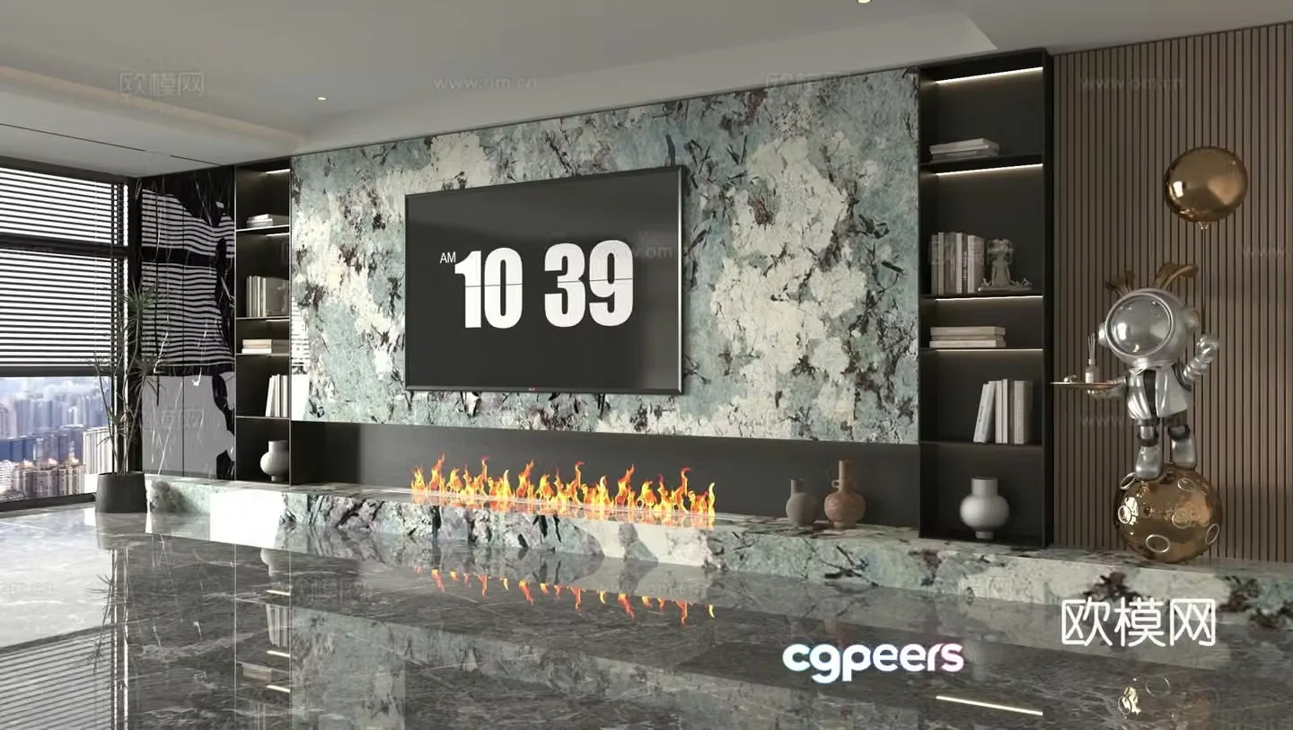 Modern TV background wall 3d model