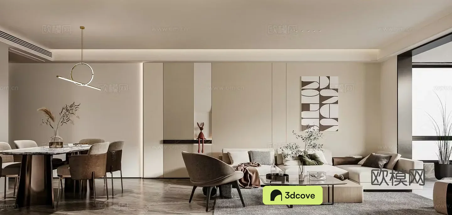 Creamy style dining room minimalist cream style sofa seat combination dining table