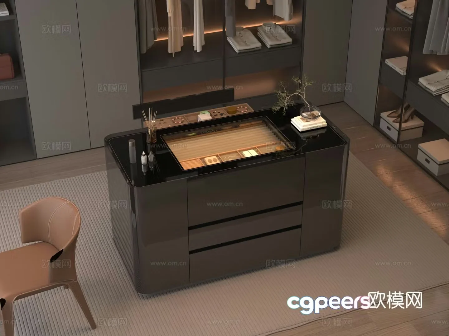 Modern cloakroom island 3d model