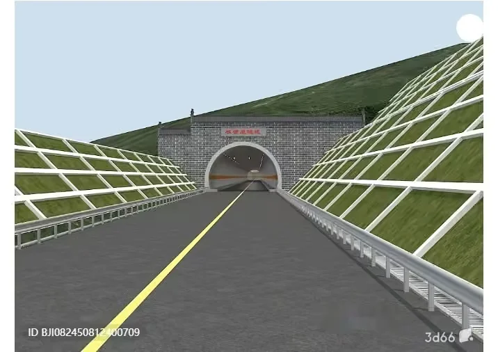 A Tunnel With A Road And Green Hills 3D Model – 4479 – VRAY Render