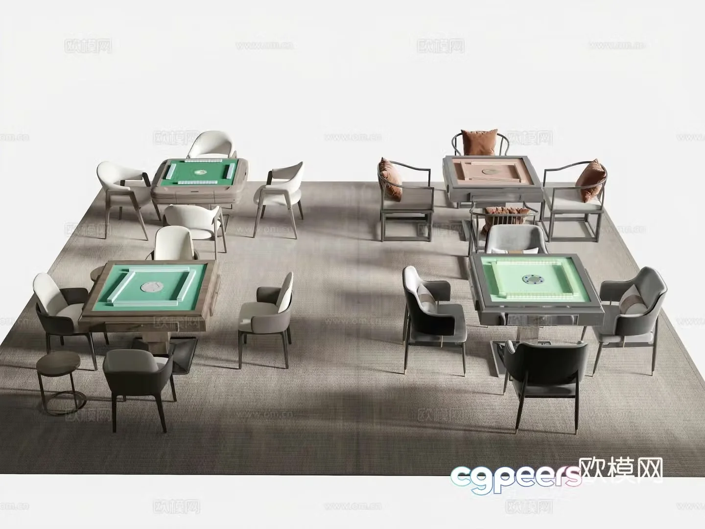 Mahjong table mahjong chair chess and card room mahjong room mahjong table and chair combination 3D model
