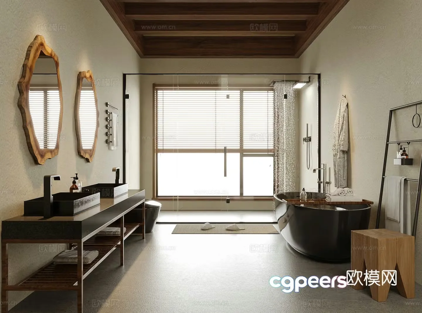 Modern B&B Bathroom Hotel Bathroom Washing Terminal Bathtub 3D Model